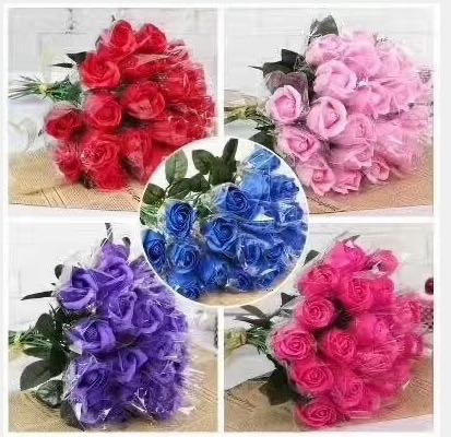 厂家知晓做工精美单支香皂花仿真玫瑰花