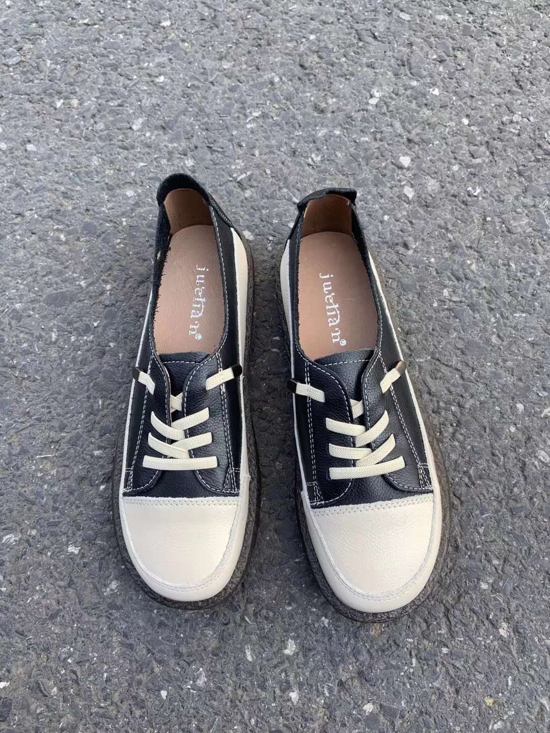 628812 European Products 2020 New Guangzhou Black Women's Leather Shoes