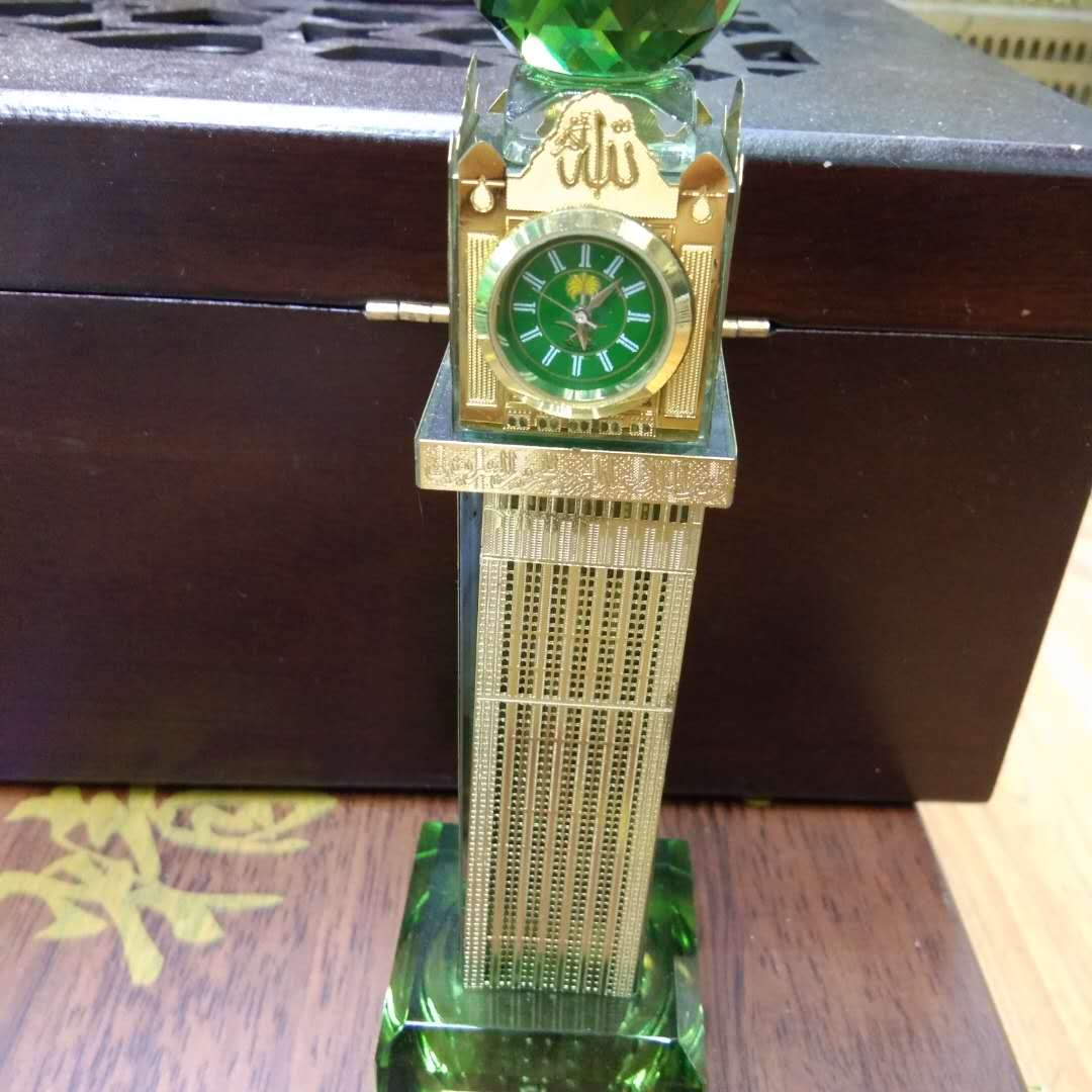 水晶工艺品绿色钟表高摆件批发厂家直销细节图