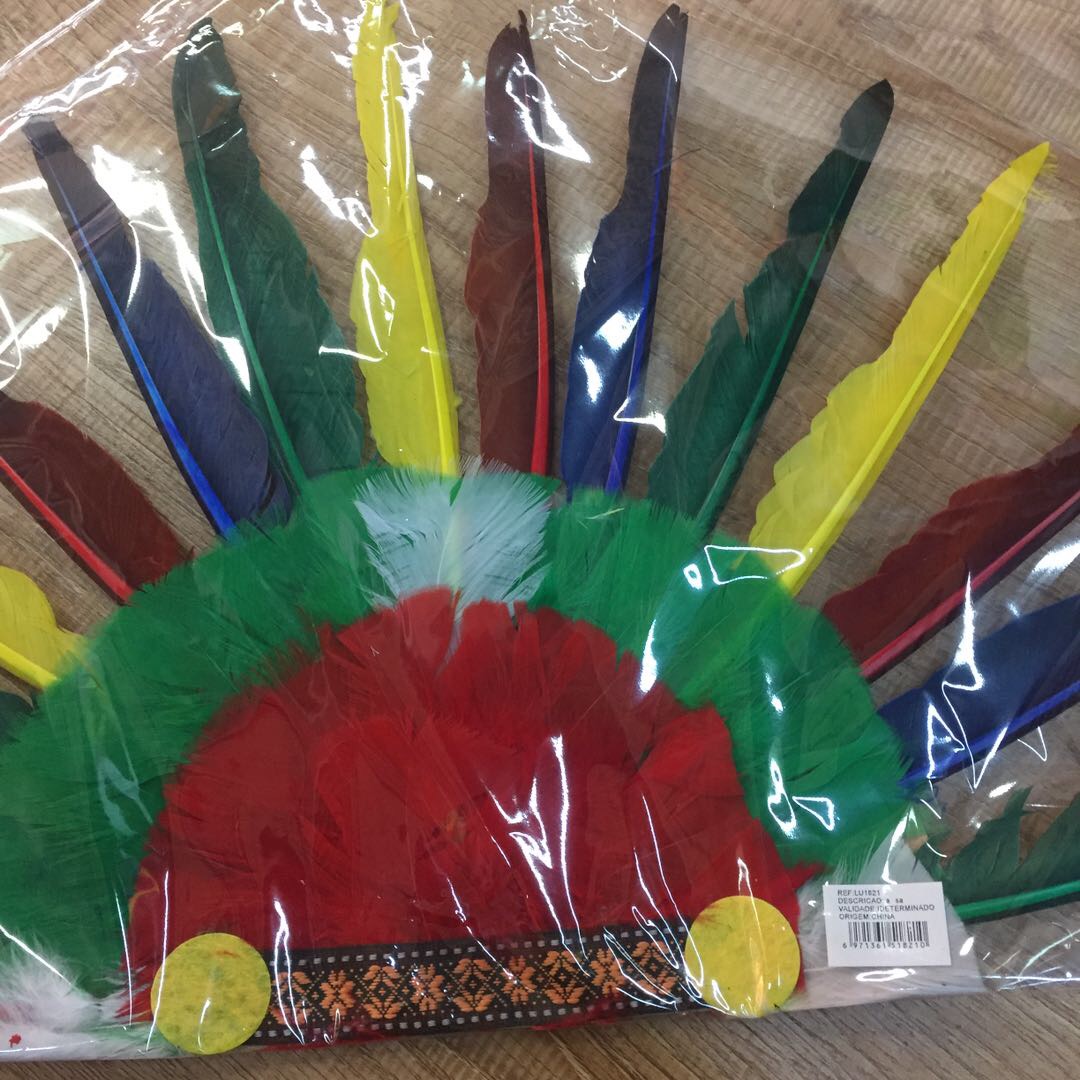 Wildling Cos Christmas Feather Headdress Indian Feather Headdress Wig Set Feather Indian Chief Hat Specification drawing