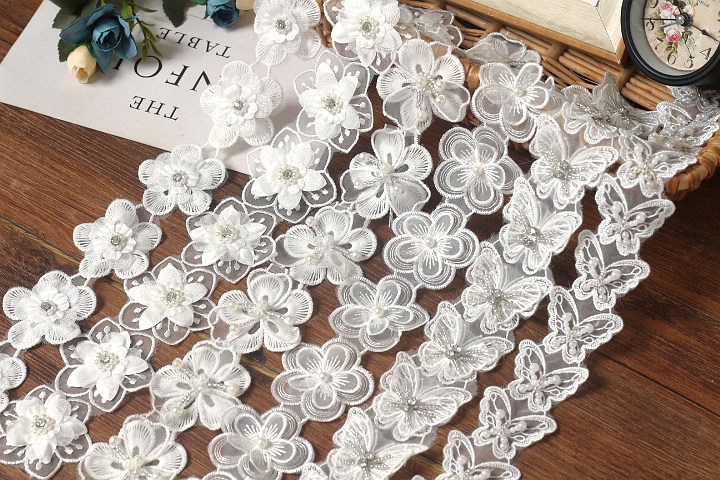 White Snowflake Embroidery Lace Diy Dress Decorative Skirt Lace Lace Trim Width 16Cm details Picture