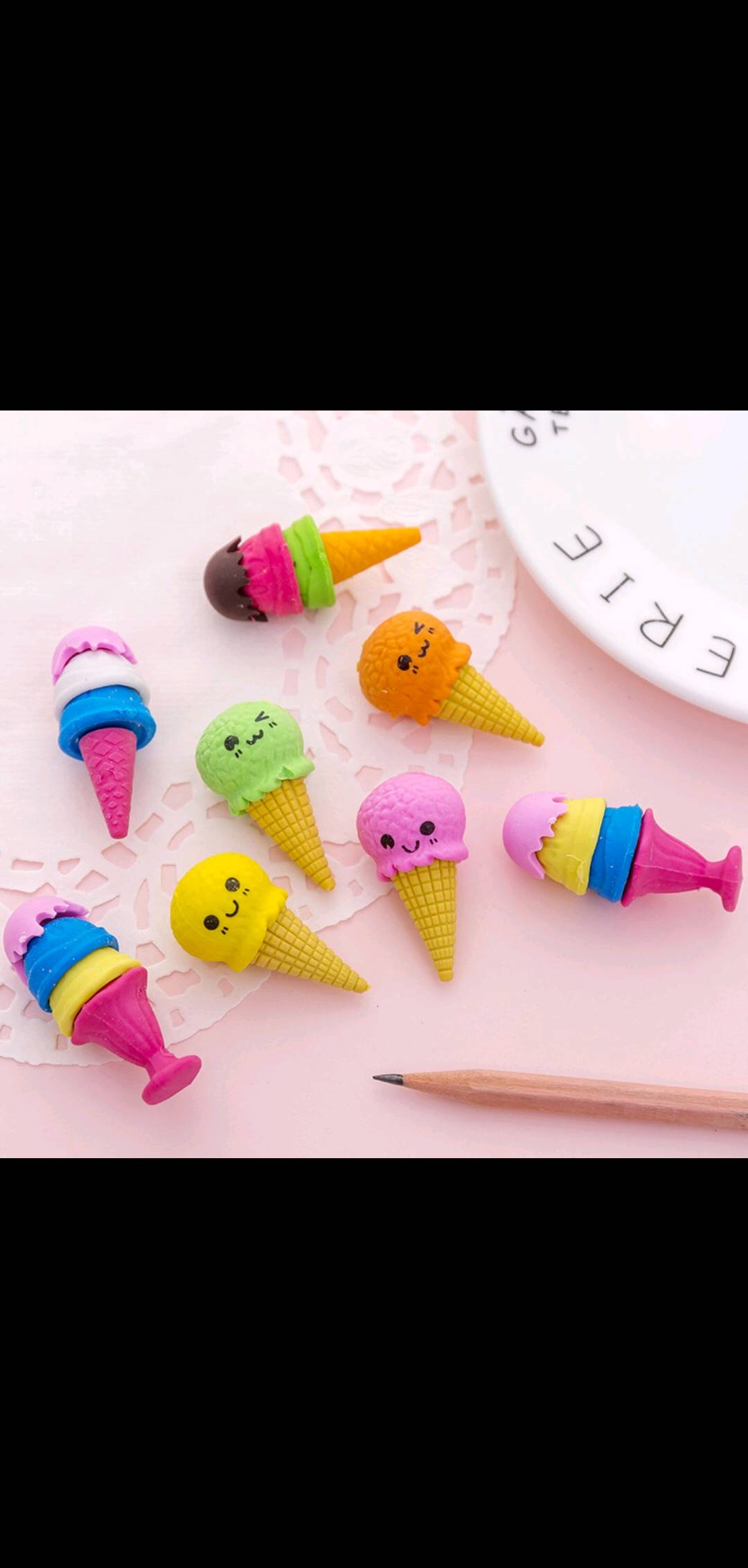 义乌好货 创意可爱冰淇淋橡皮四个装小学生文具铅笔擦小奖品批发图