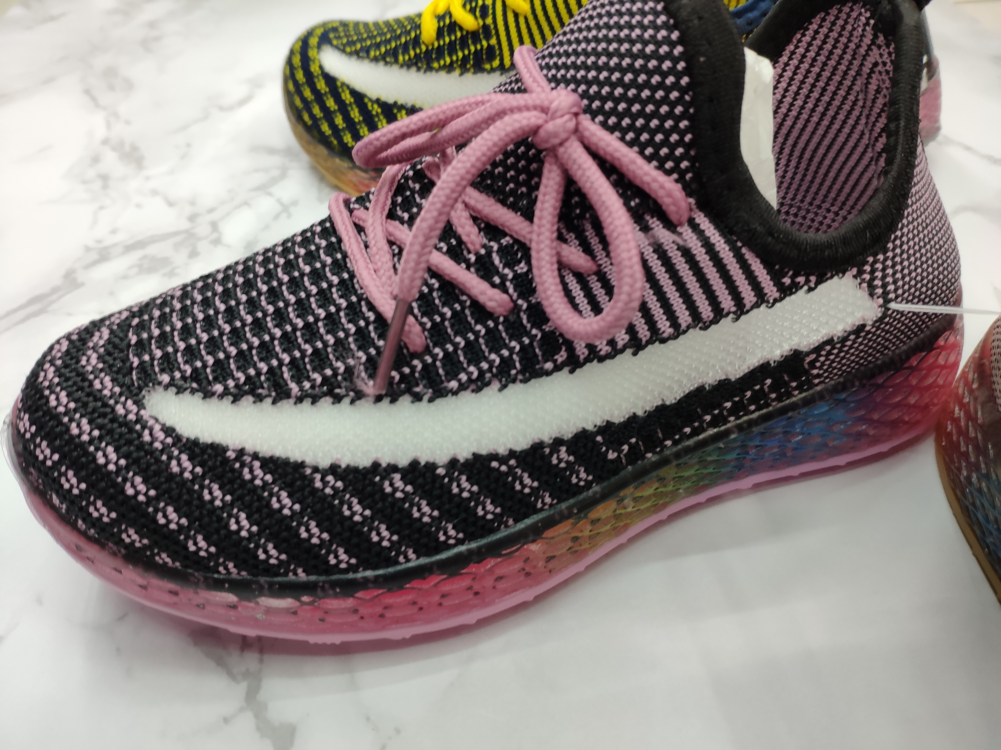 Foreign Trade Wholesale Children's Big Children's Woven Shoes Light Breathable Lace-Up Color Sole Men's And Women's Shoes Specification drawing