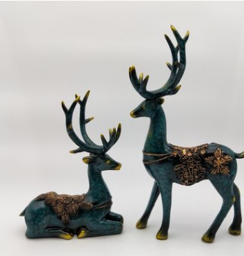创意树脂工艺品情侣鹿欧式家居现代简约动物饰品摆件图