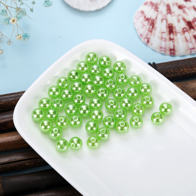 Colorful straight-hole imitation pearl high-gloss water-polished perforated ABS plastic pearl diy beaded bag material, jewelry accessories Specification image