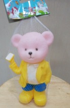 熊儿童玩具黄色搪胶全软捏捏叫小熊博士摆件