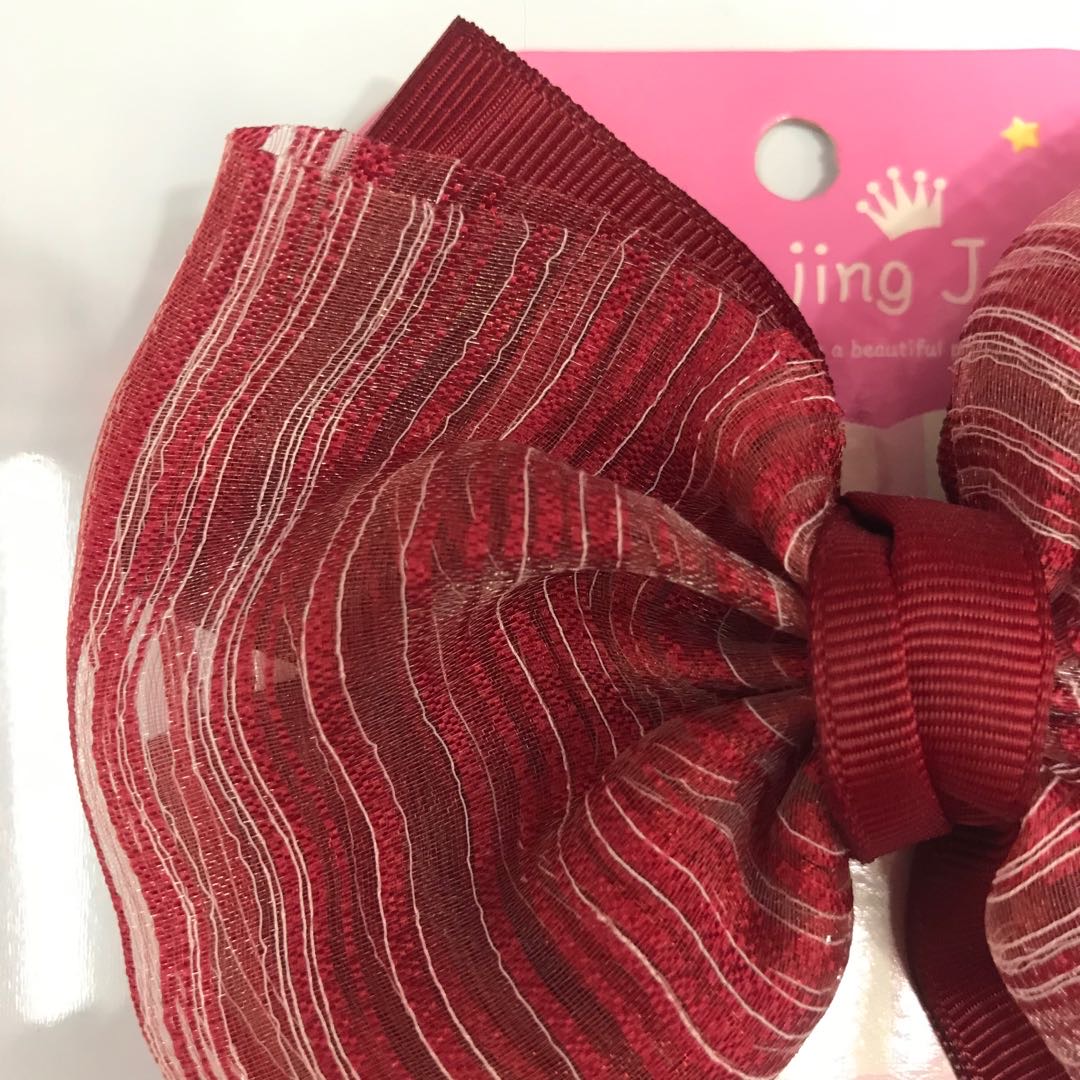 New style of striped bow mesh double-layer headband for children, factory direct sales details Picture