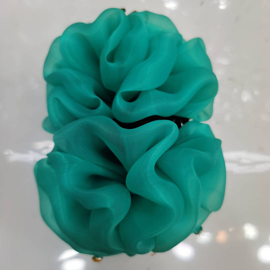 韩版新款热销女士发夹布艺欧根纱花朵头扣产品图