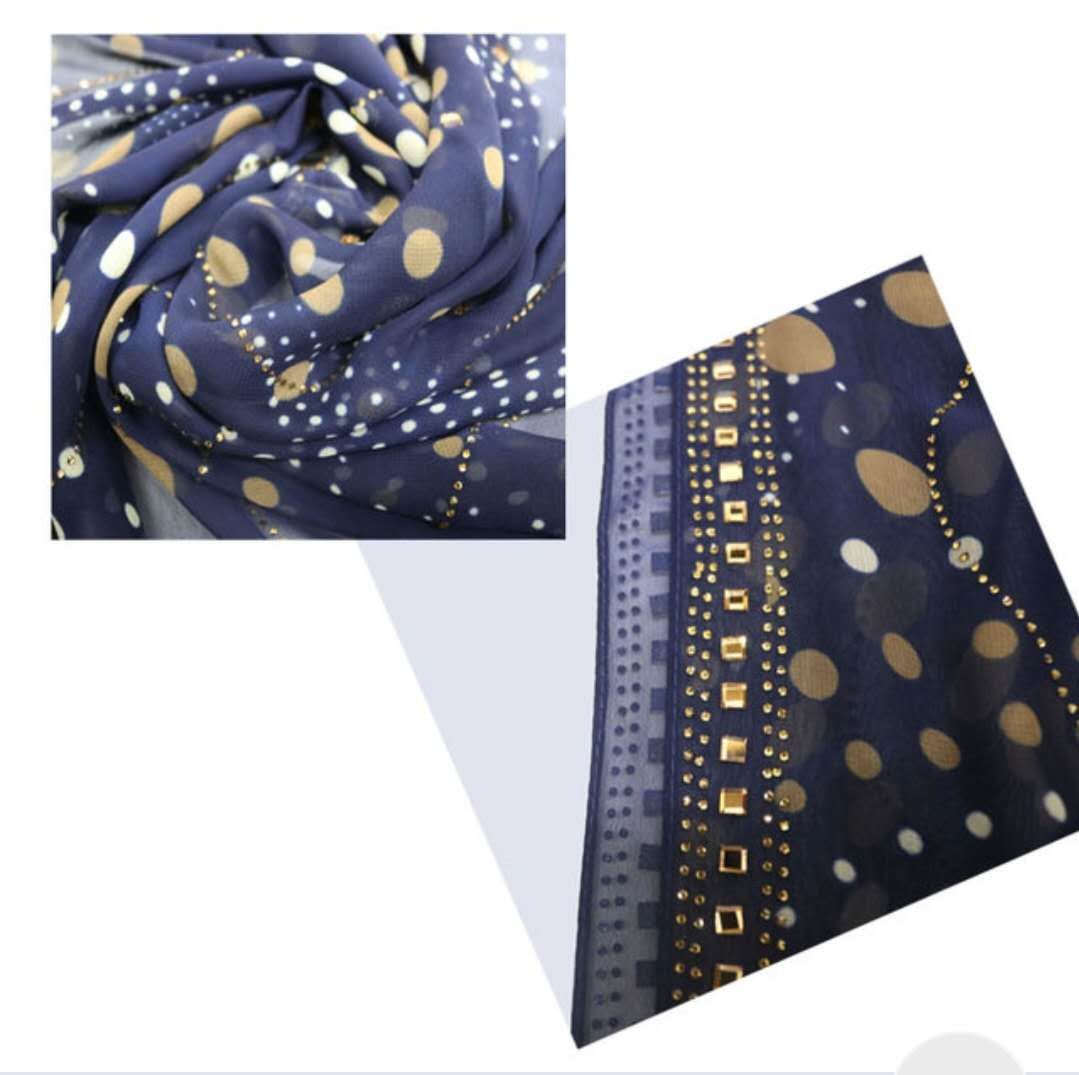 Ladies New Pastor Collar Printed Hot Diamond Scarf Quantity Large Discount details Picture