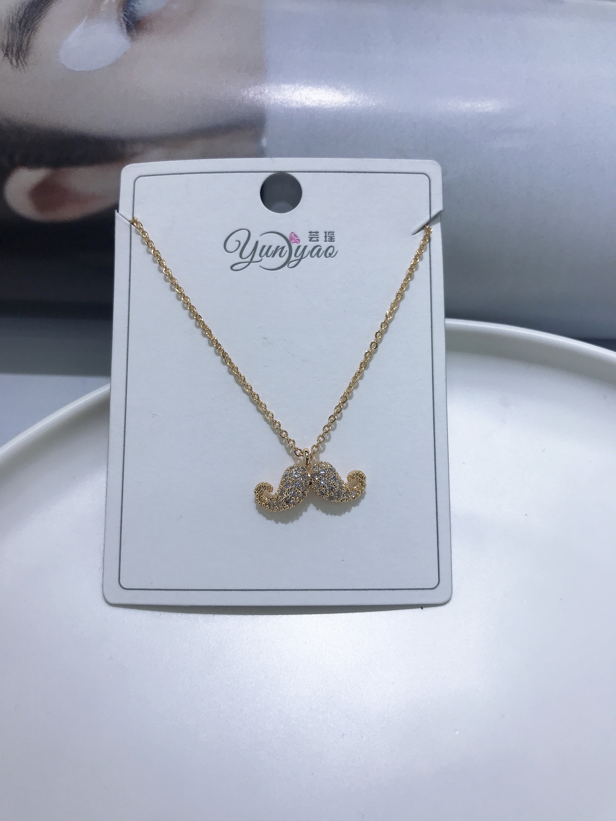 Sexy moustache Han Feng joker micro set full diamond temperament necklace clavicle chain Ins wind necklace thumbnail