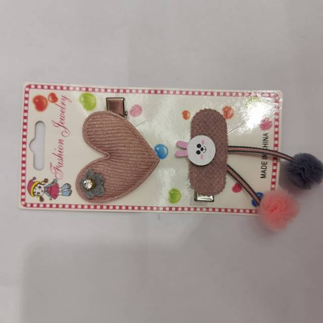 New product: children's cloth love hair clip acrylic bunny hair ball alloy hairpin hair clip sweet style hair clip thumbnail