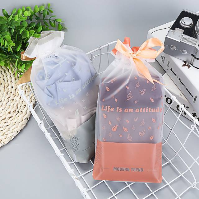 定制eva磨砂洁面巾束口袋柔巾卷抽绳包装袋棉柔巾绸带穿绳袋定做