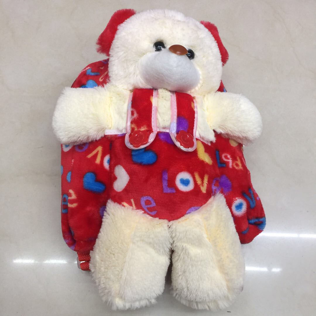 新款个性儿童双肩包女超萌可爱毛绒小熊书包休闲小背包