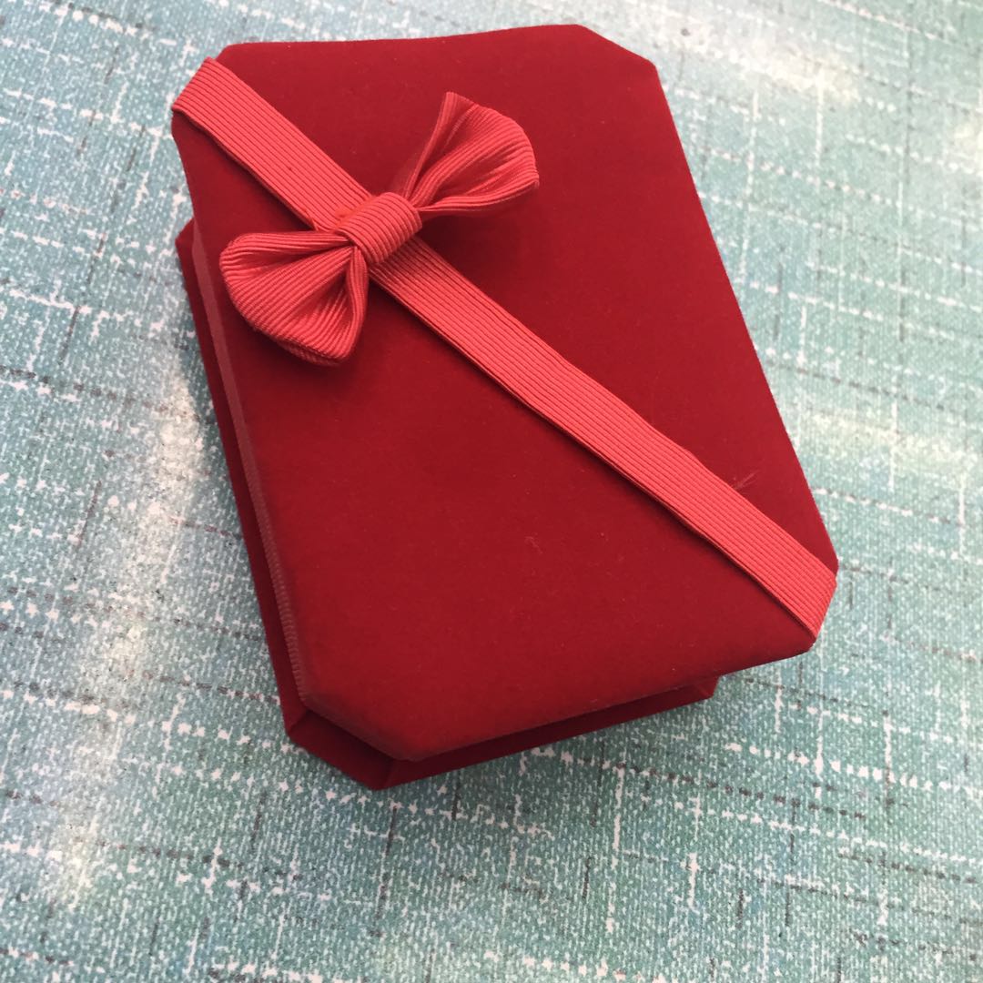 八角绒布大吊坠盒蝴蝶结首饰盒饰品收纳盒礼品盒子