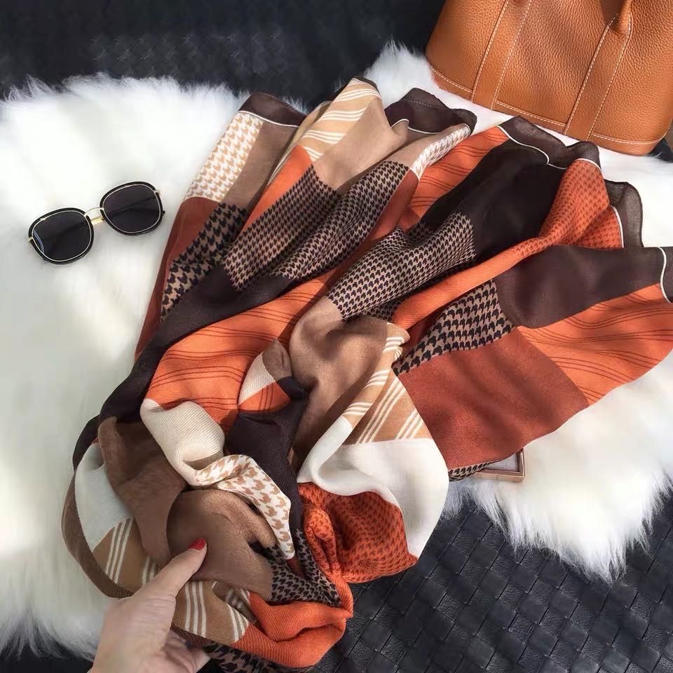 Splicing Pattern Scarf Shawl Dual Use Korean Version Fashion Casual Everything