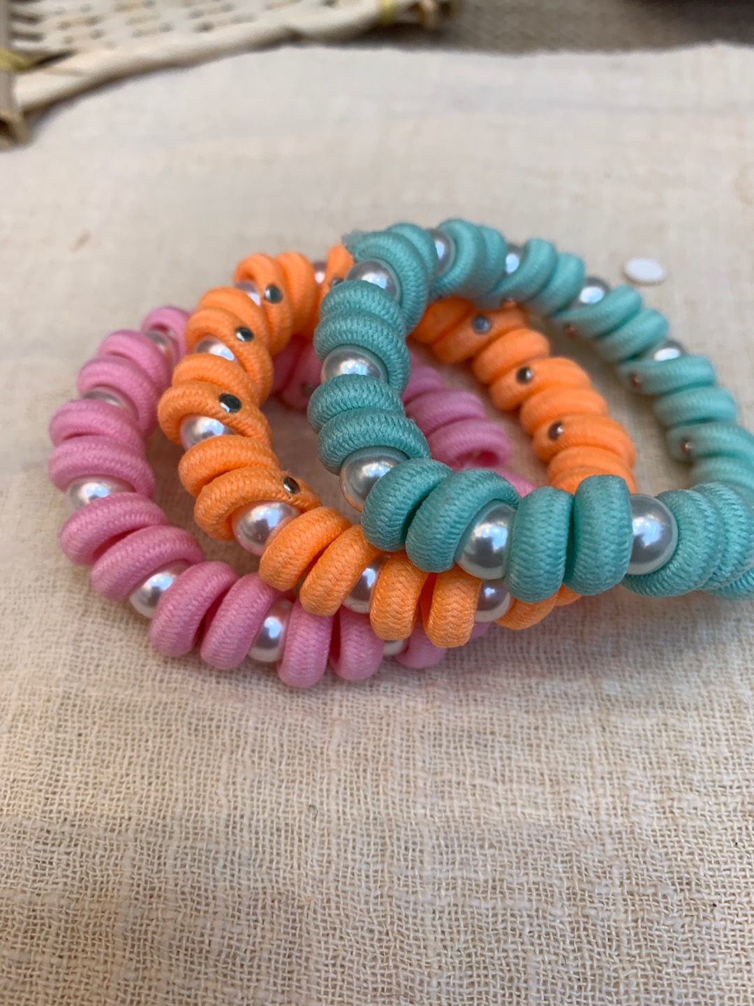 New pearl string wrap rubber band girl's headpiece thumbnail