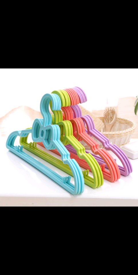 炫彩蝴蝶结儿童衣架塑料糖果色晾衣架衣撑衣挂5只装