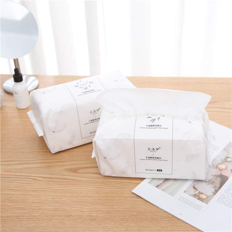 100 pieces of Belloy disposable face towels, pure cotton dry and wet dual-purpose towels