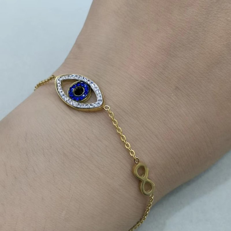 Europe And The United States High-End Temperament Gold Angel Eyes Bracelet Micro-Inlaid Color Anti-Allergy Network Red Matching Jewelry Specification drawing