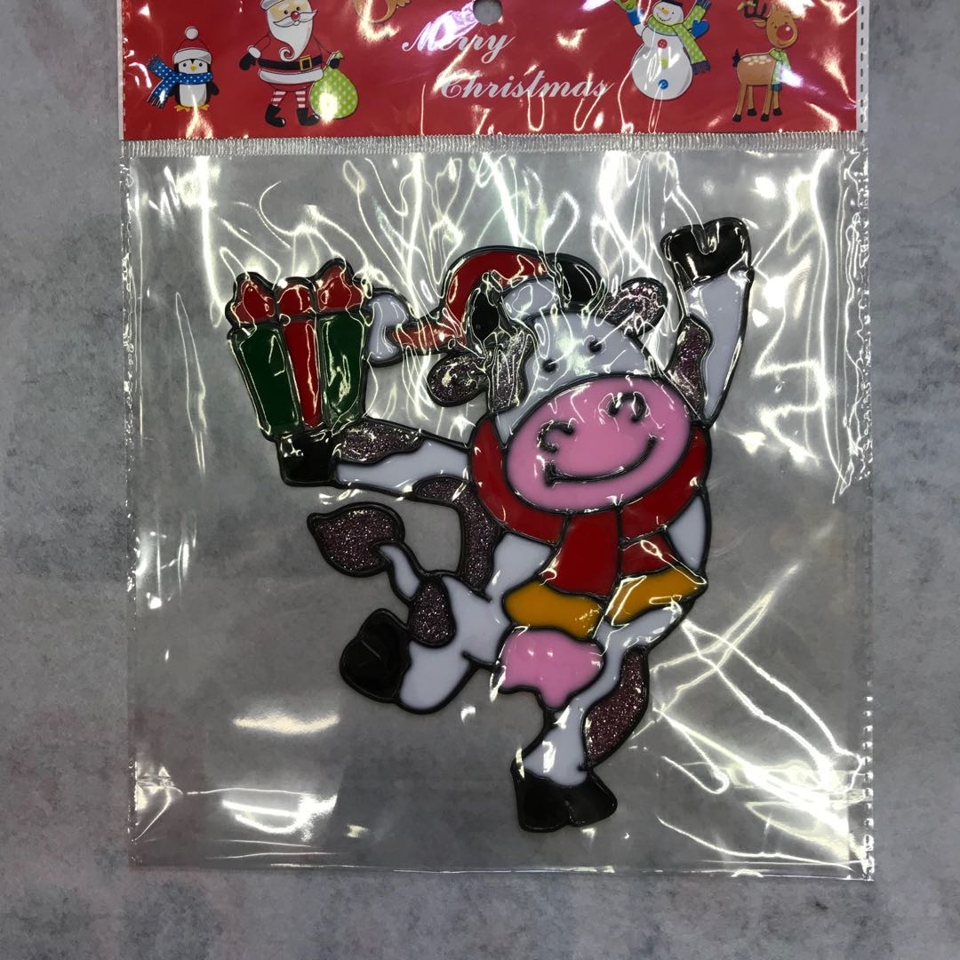 圣诞节装饰品窗户贴纸墙上贴纸小牛造型装饰
