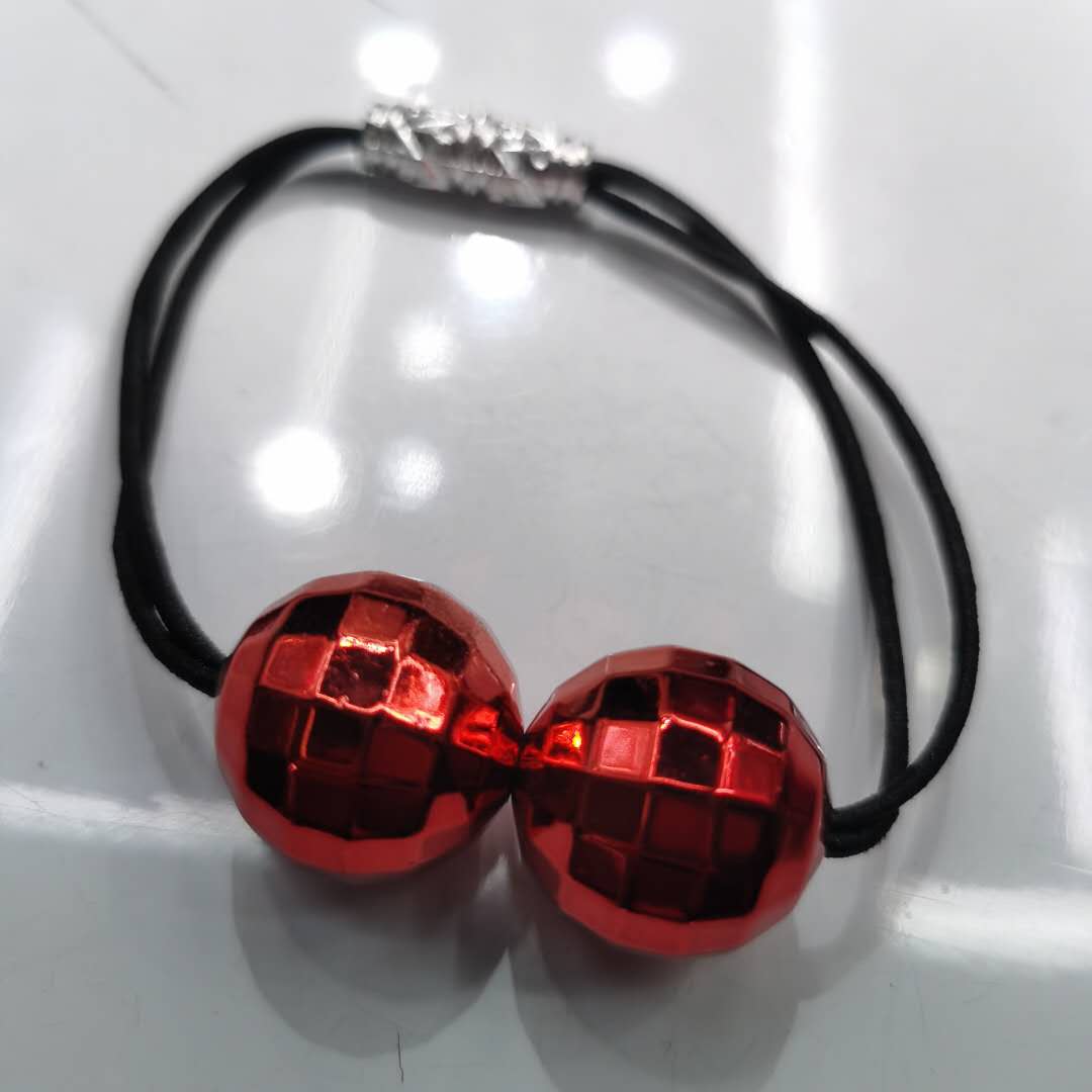 时尚女士百搭新款发圈红色珠子皮筋图