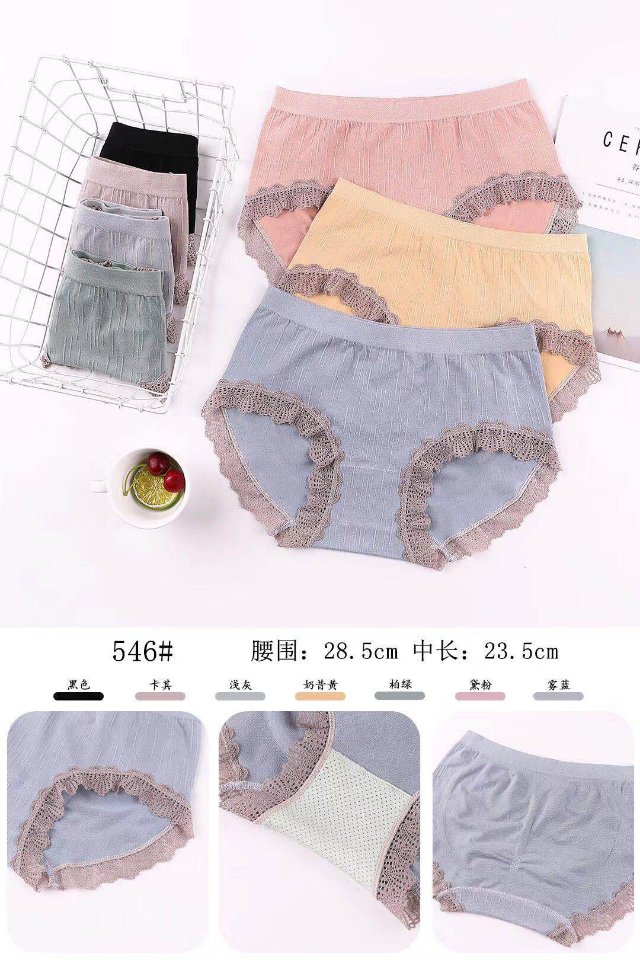 Seamless knitted cotton fashionable lace underwear Specification image