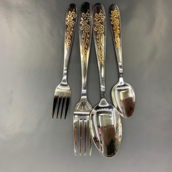 Printed Stainless Steel Fork Spoon Tableware Western Food Fork Spoon Tableware Household Necessities