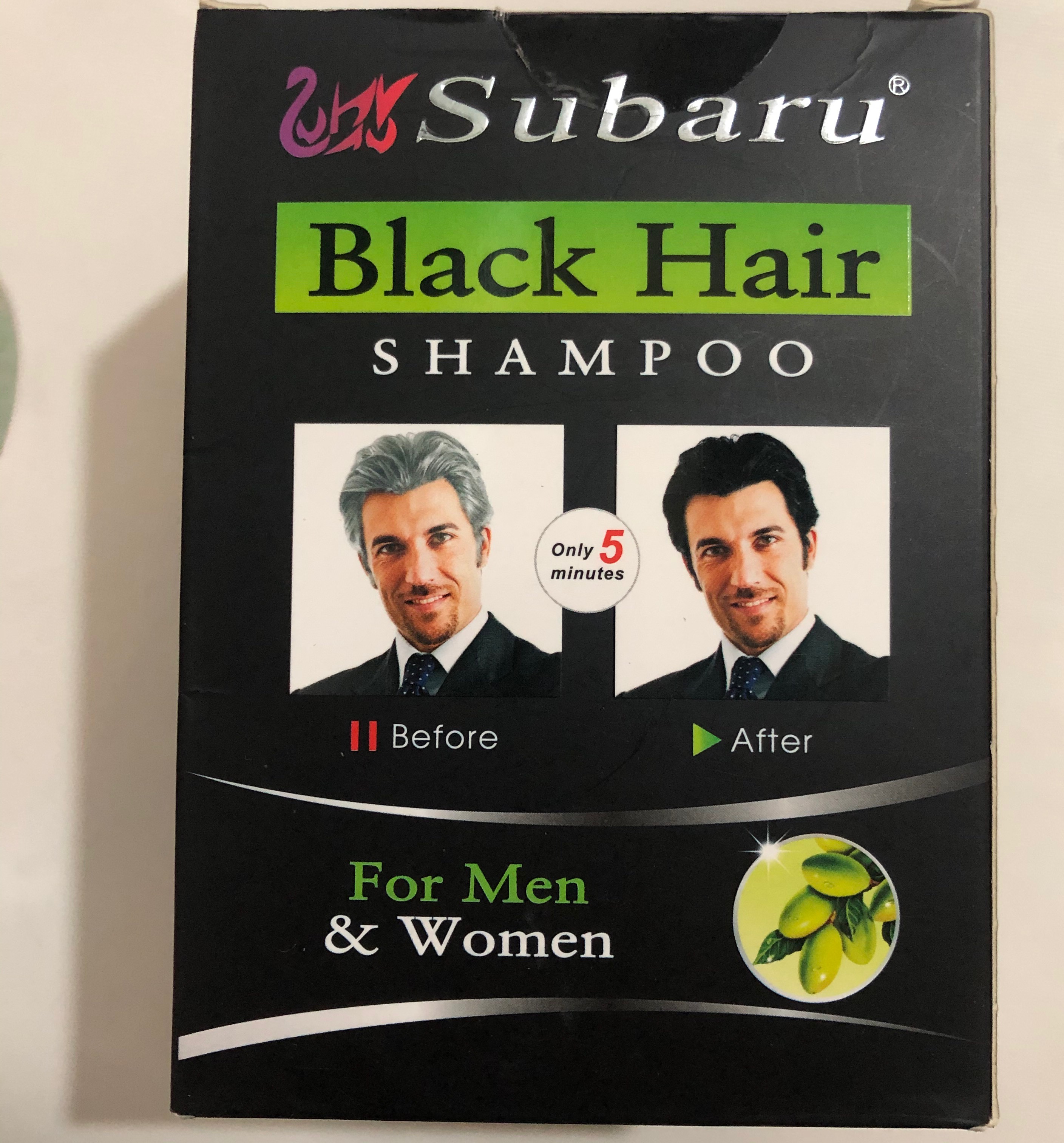 Subaru 黑发洗发水外贸英文款染发膏遮盖白发染发剂不沾头皮护发