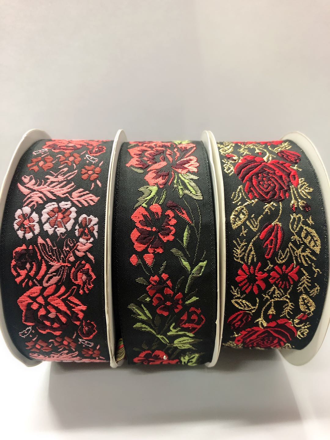 中国风民族风大花云金银花纹刺绣长条花边带汉服装配饰服装辅料