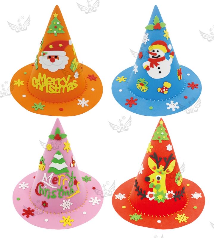 厂家直销EVA圣诞帽多色混装儿童玩具详情图1