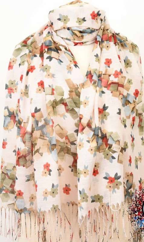 Women's printed scarf Fashion explosion long beard edge printed scarf shawl thumbnail