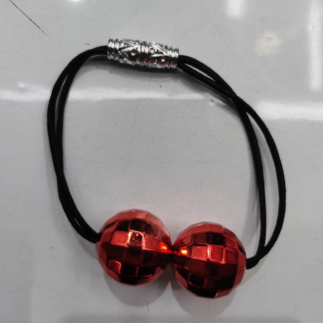 时尚女士百搭新款发圈红色珠子皮筋产品图