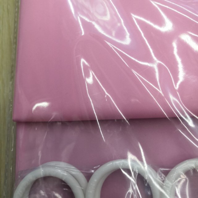 环保塑料防霉防水单色纯色春亚纺涤纶布浴帘隔断挂帘细节图