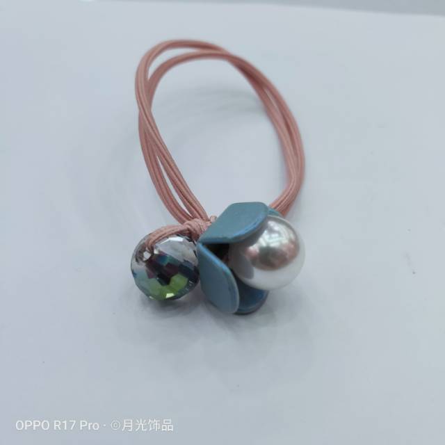 Korean style trendy crystal white pearl flower tie hair band
