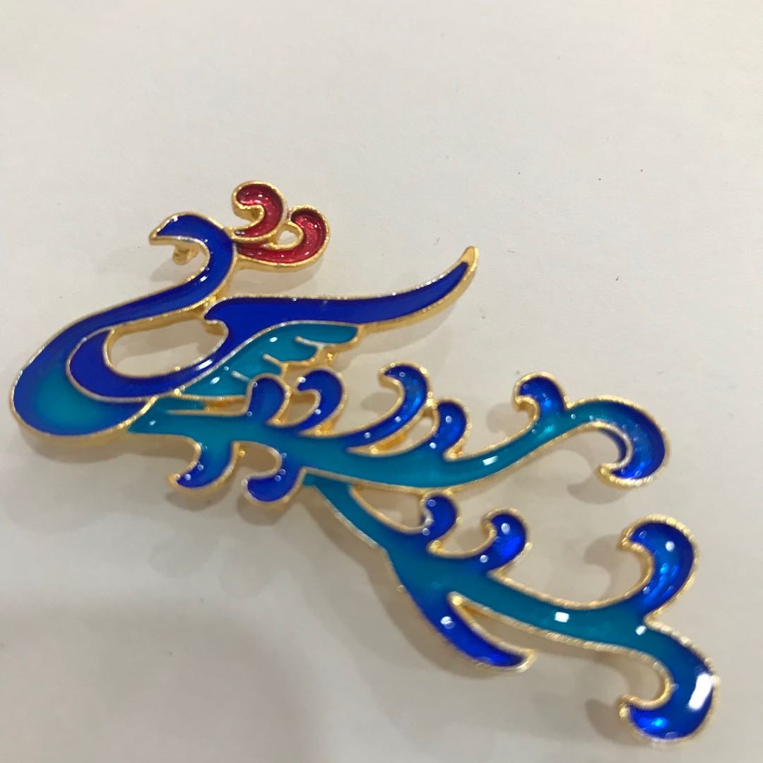 Zinc alloy gilt oil drip imitation Cloisonne blue phoenix peacock burning blue accessory diy handcrafted hair hairpin step shaking material Specification image