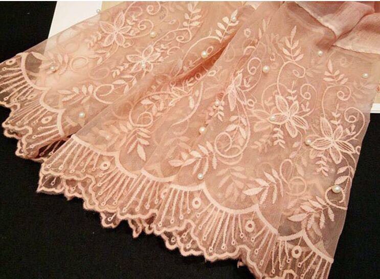 棉麻围民族风女防晒披肩蕾丝钉珠沙滩巾秋冬保暖穆斯林头巾产品图