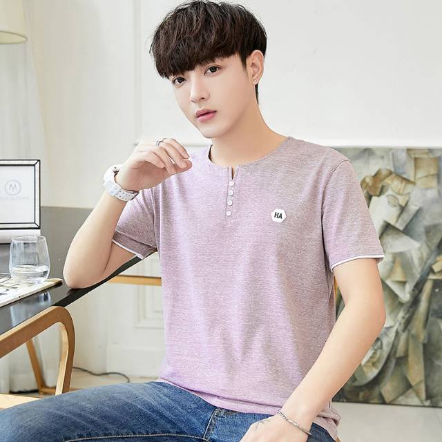 Men's popular logo T-shirt for men's cotton summer men's short sleeve Korean edition loose-fitting students full figure