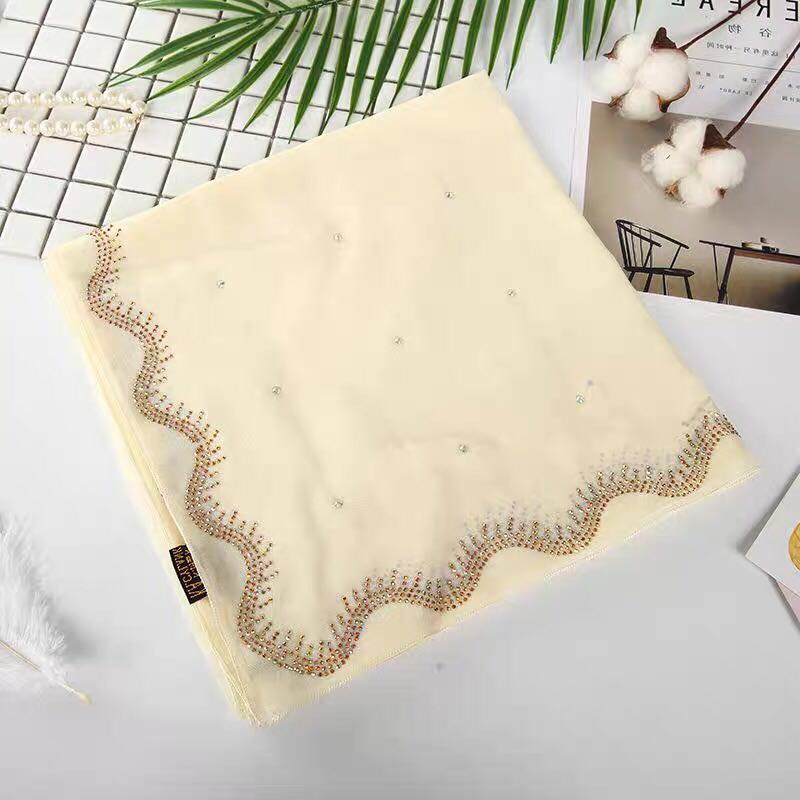 春秋新款穆斯林头巾烫钻巴厘纱围巾包头巾图