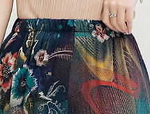 中年绮丽印花哈伦裤女妈妈宽松休闲裤九分薄款直筒显瘦裤子产品图