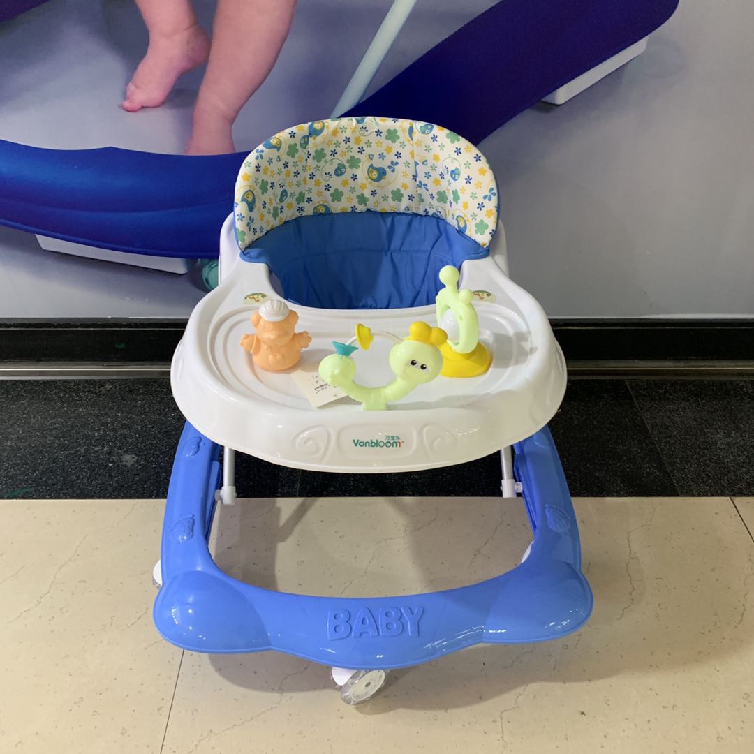 Cute cartoon multi-functional anti-rollover foldable baby walker