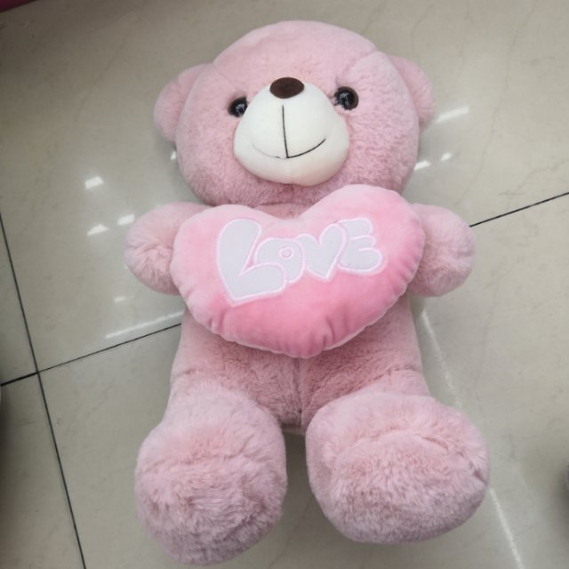 Embroidery Love Bear Pink Bear doll plush toy Gift toy Throw doll