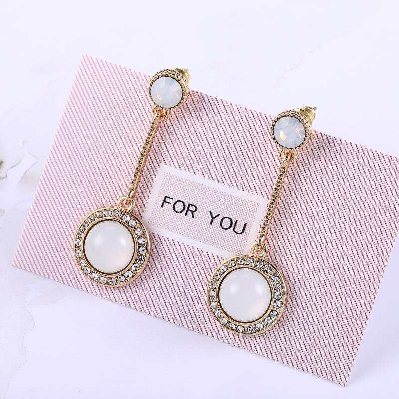 Trendy, versatile, exquisite round copper-plated real gold resin diamond earrings, cross-border e-commerce accessories