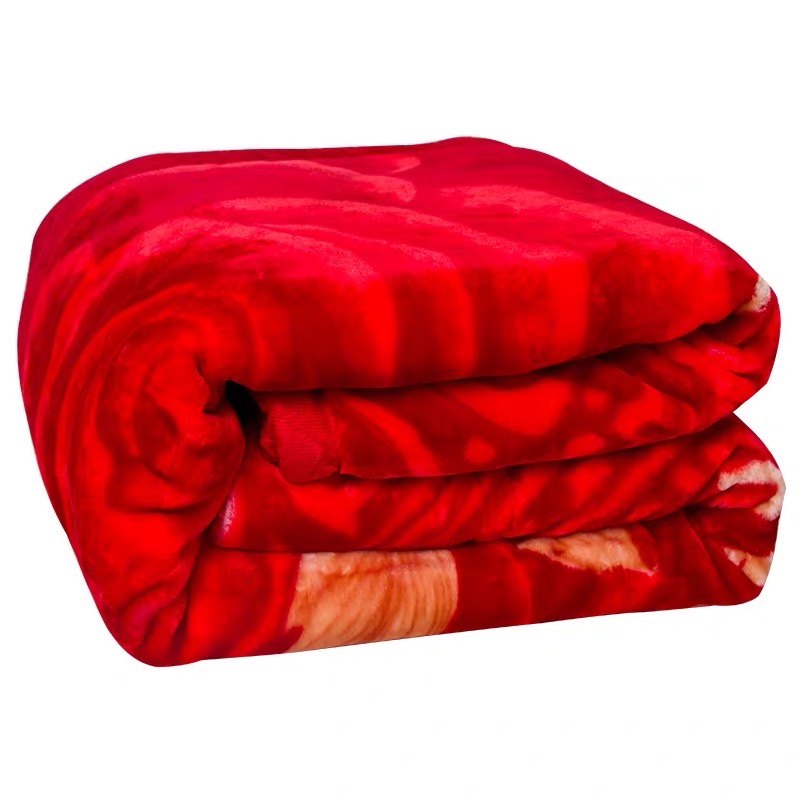 诗兰毛毯被子喜被大红色加厚珊瑚绒双层拉舍尔盖毯详情图3