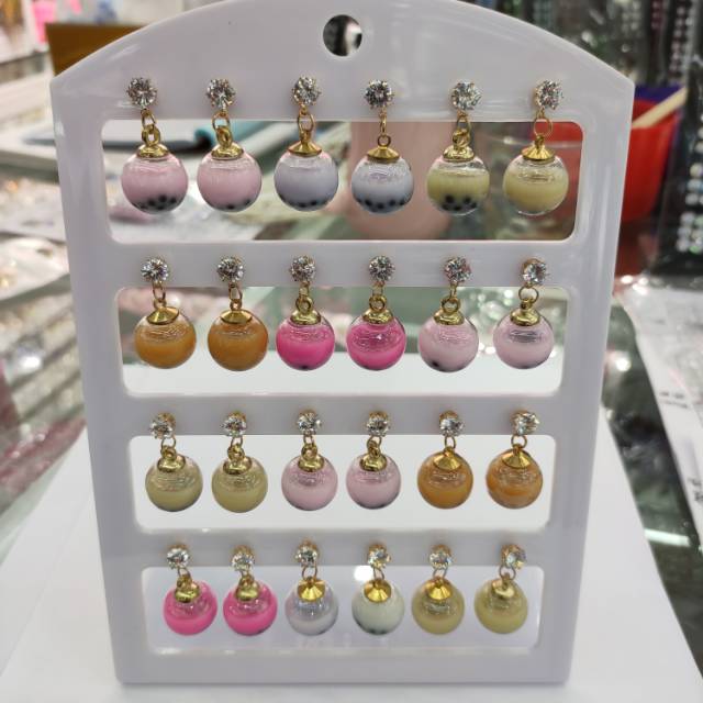 创意手作珍珠奶茶耳环复古夏季少女港风耳坠