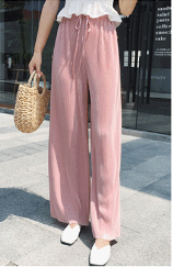 New summer pants for women: Loose silk ski-spun thin Korean style 9-inch pants 2020 new style