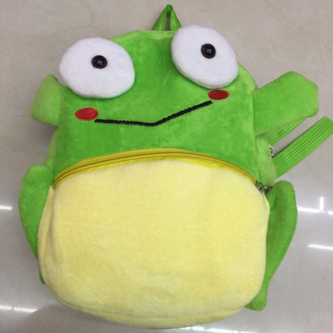 毛绒书包青蛙动物卡通可爱男孩女孩幼儿园早教双肩背包