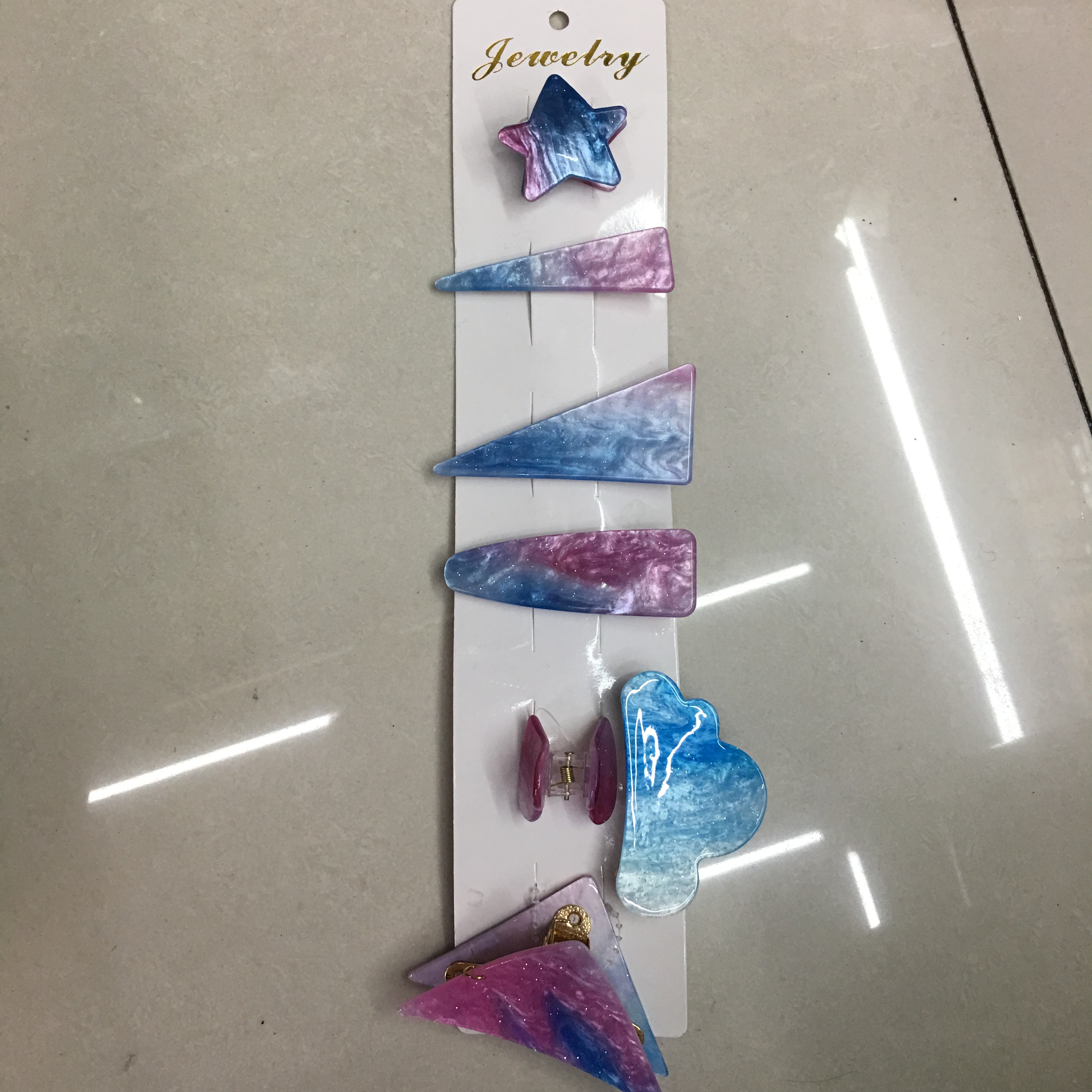 2019韩国简约星空ins风抓夹发夹刘海发小卡子边夹头饰套装