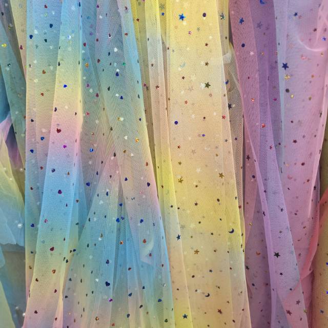 彩虹欧根纱亮片欧根纱饰品工艺品面料厂家直销批发零售