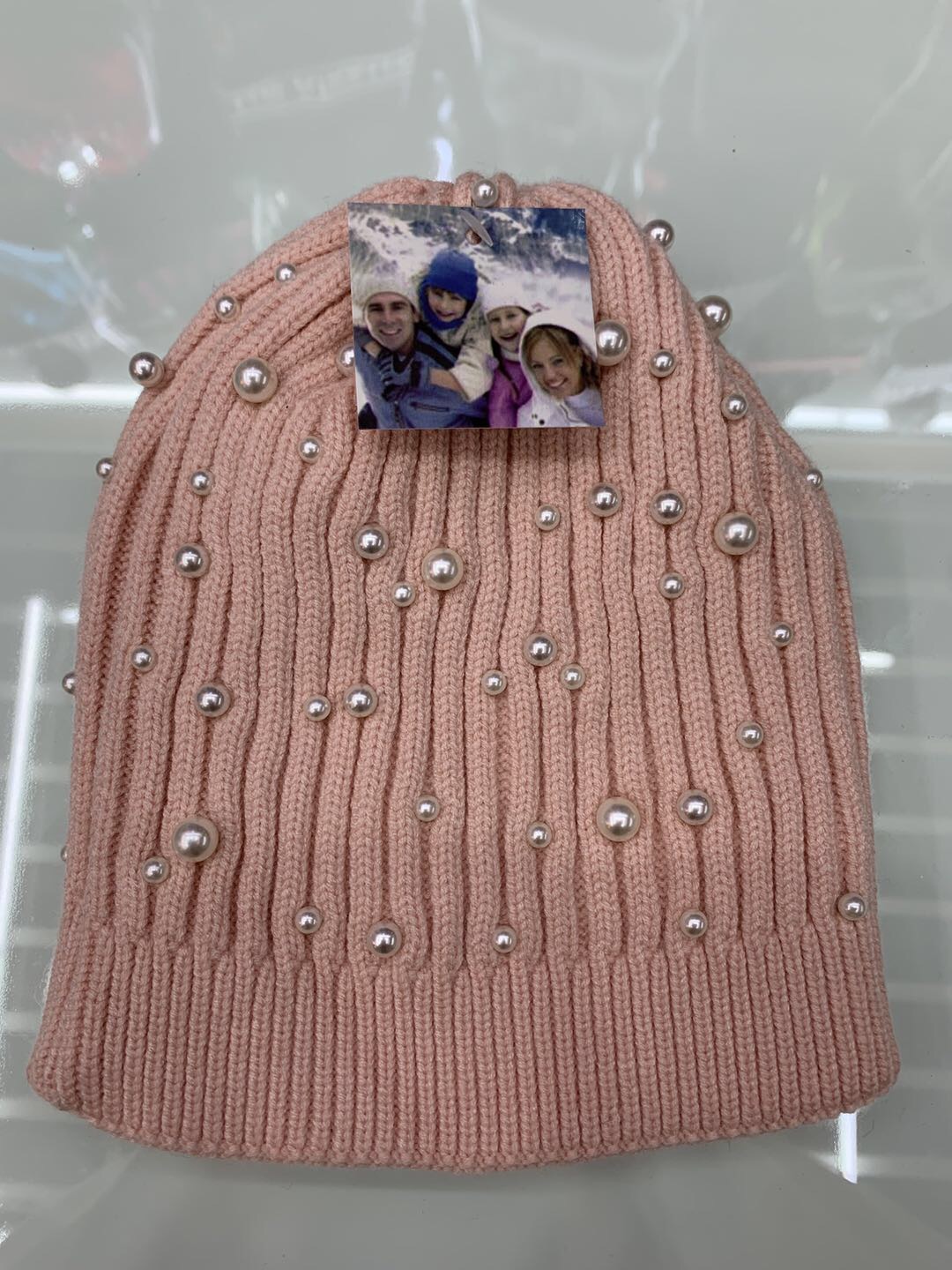 2020 Fashion beaded pearl sweet knit cap with thickened warm wool hat outdoor warm hat thumbnail