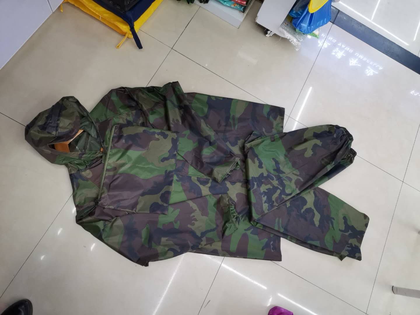 Adult camouflage hiking raincoat
